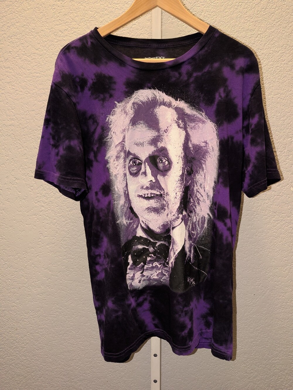 Beetlejuice Tie Dye Graphic Tee Purple Black Medium M Mad Engine